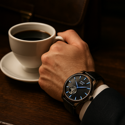 Eclipse Aperture | Open-Heart Skeleton Quartz Watch