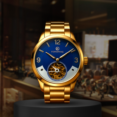 Blue Horizon | Dual-Tone Open-Heart Mechanical Watch