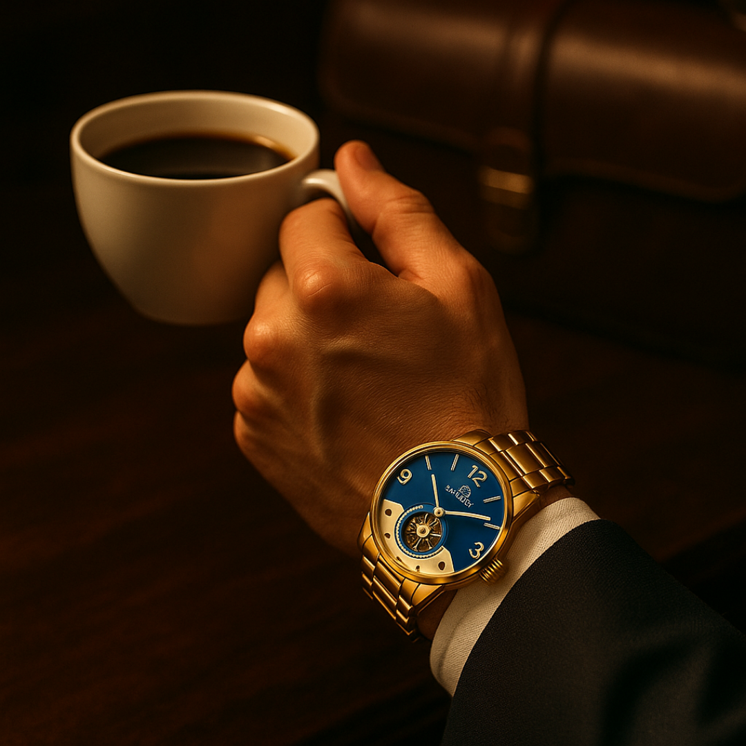 Blue Horizon | Dual-Tone Open-Heart Mechanical Watch