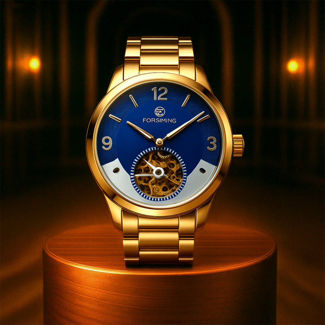 Blue Horizon | Dual-Tone Open-Heart Mechanical Watch